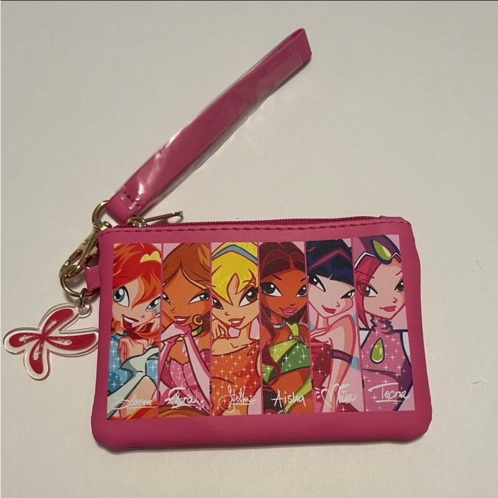 Winx Club Pink Coin Purse / ID Holder  Bloom, Stella, Flora, Musa, Tecna, Aisha